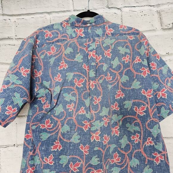 Reyn Spooner Men's Blue Chambray Short Sleeve Hawaiian Shirt Reverse Print XL - Picture 8 of 11